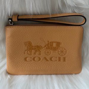COACH Embossed Leather Horse & Carriage Wristlet in Honeycomb
